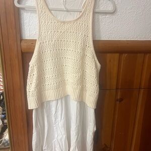Cream Knit layered dress